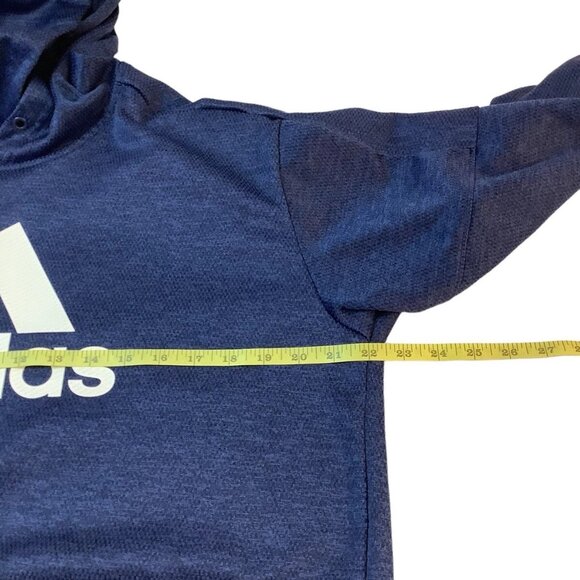 Adidas Climalite Blue Pullover Hoodie Spell Out Logo Mens Size Large - Picture 6 of 9
